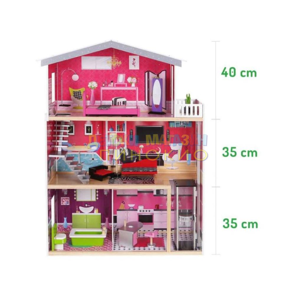 Дървена къща за кукли с обзавеждане и асансьор Isabella Moni Toys - Image 2