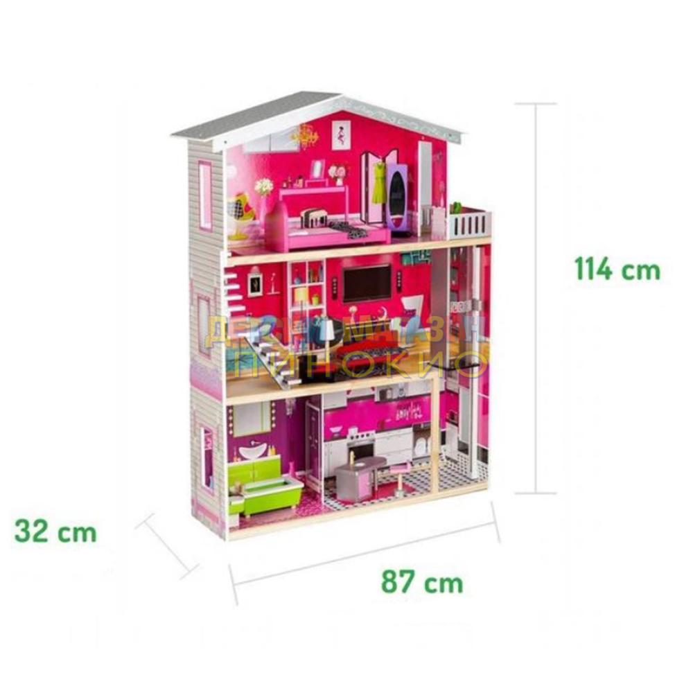 Дървена къща за кукли с обзавеждане и асансьор Isabella Moni Toys - Image 3