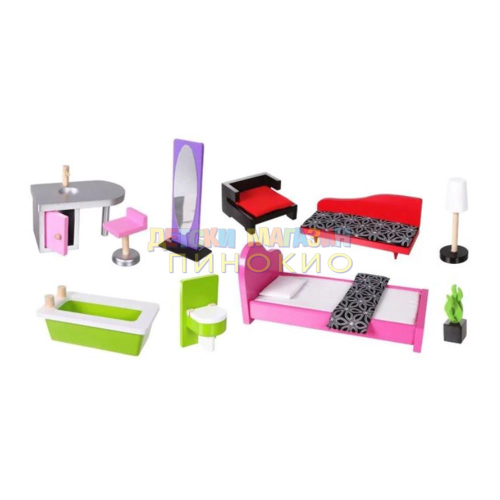 Дървена къща за кукли с обзавеждане и асансьор Isabella Moni Toys - Image 4