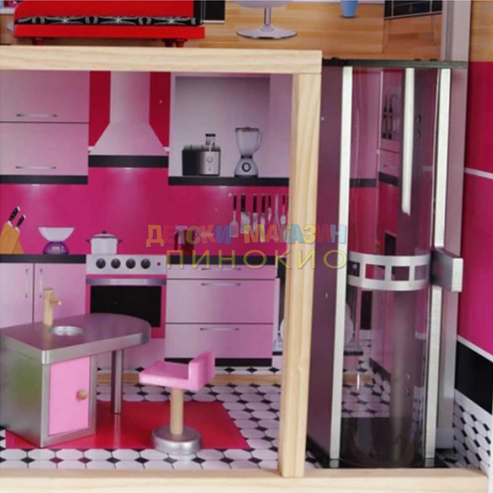 Дървена къща за кукли с обзавеждане и асансьор Isabella Moni Toys - Image 5
