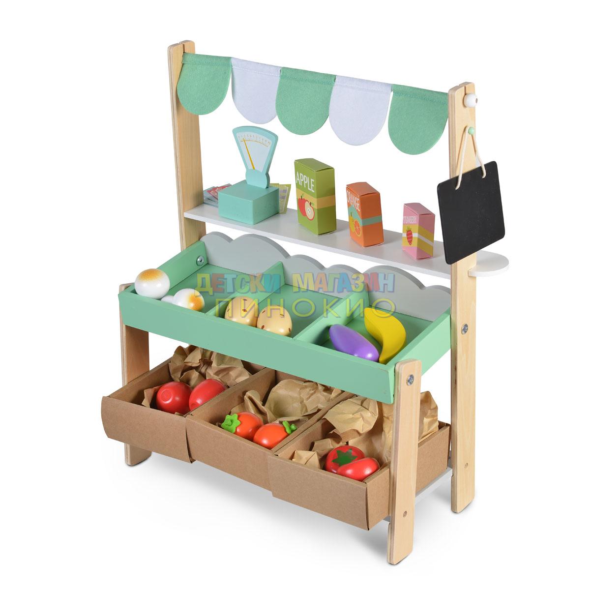 Дървен супермаркет с комплект продукти 4425 Moni Toys - Image 3