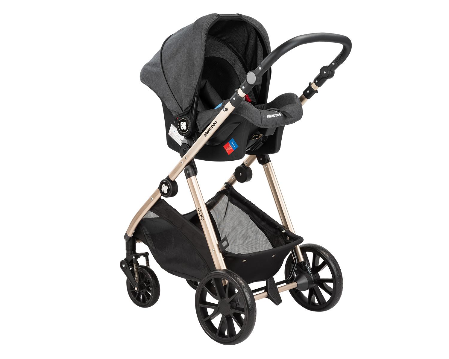 Комбинирана количка 3 в 1 Ugo Black Melange 2020 KIKKABOO - Image 6