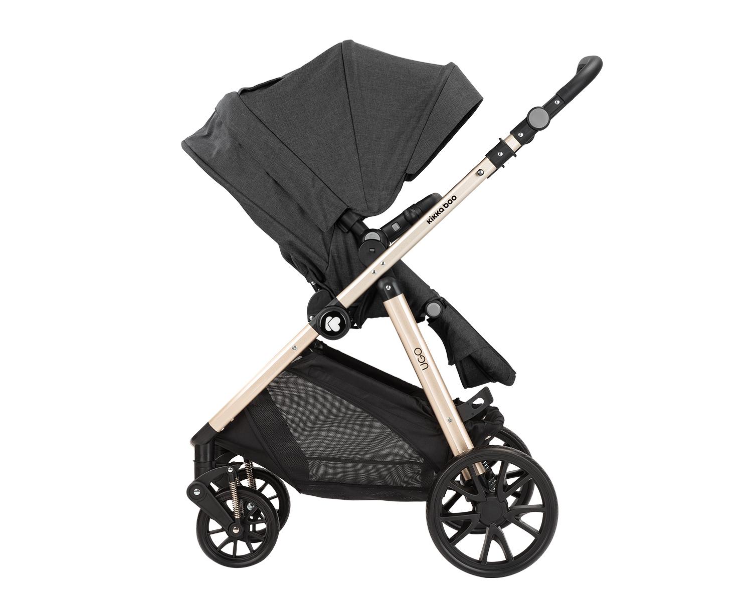Комбинирана количка 3 в 1 Ugo Black Melange 2020 KIKKABOO - Image 9