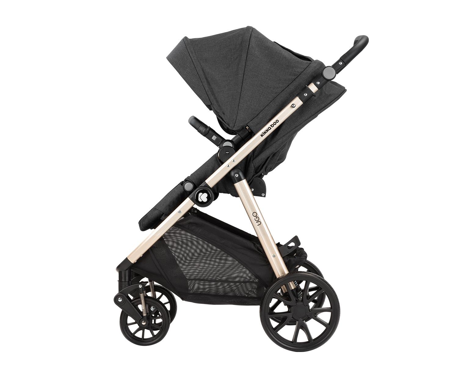 Комбинирана количка 3 в 1 Ugo Black Melange 2020 KIKKABOO - Image 11