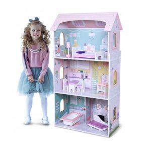 ДЪРВЕНА КЪЩА ЗА КУКЛИ С ОБЗАВЕЖДАНЕ ANNA 4121 Moni Toys