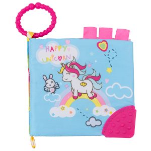 Образователна текстилна книжка с чесалка Happy Unicorn KIKKABOO