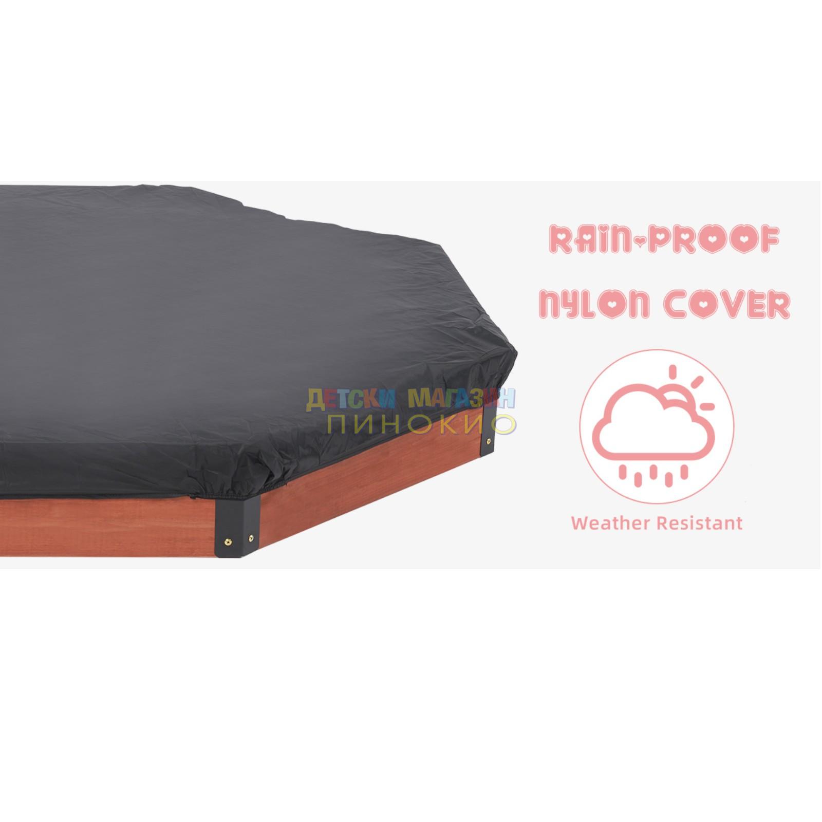 Дървен детски пясъчник с водоустойчиво покривало 2433 GINGER HOME - Image 11