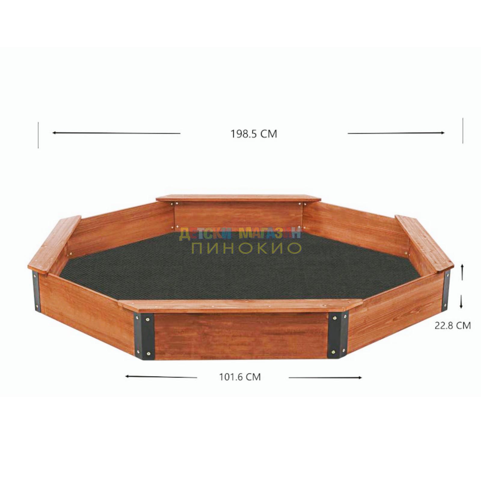 Дървен детски пясъчник с водоустойчиво покривало 2433 GINGER HOME - Image 4