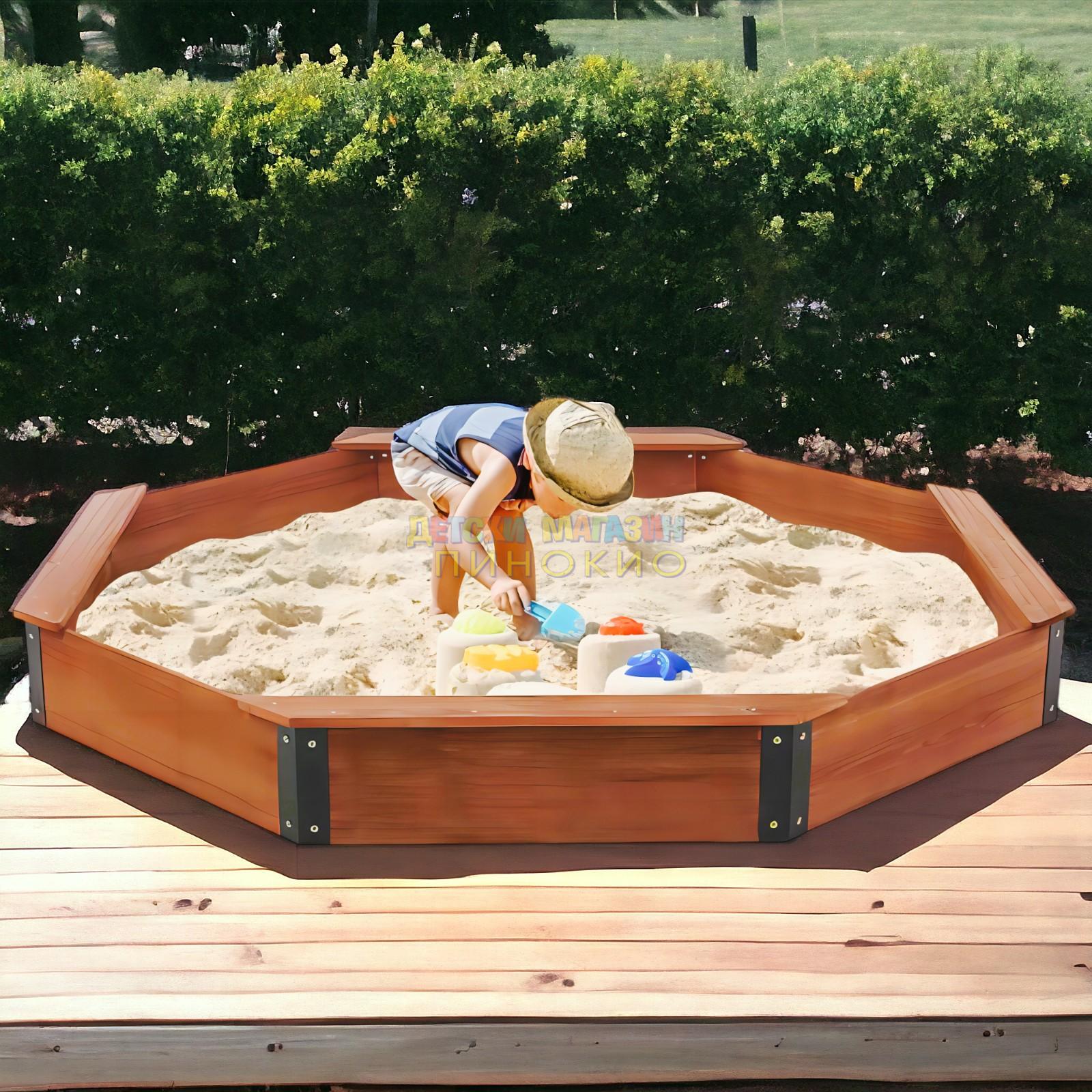 Дървен детски пясъчник с водоустойчиво покривало 2433 GINGER HOME - Image 8
