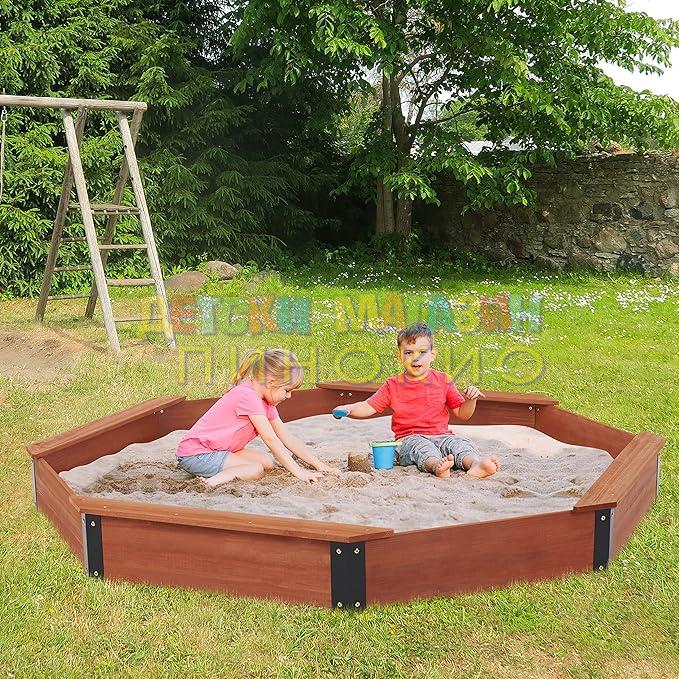 Дървен детски пясъчник с водоустойчиво покривало 2433 GINGER HOME - Image 10