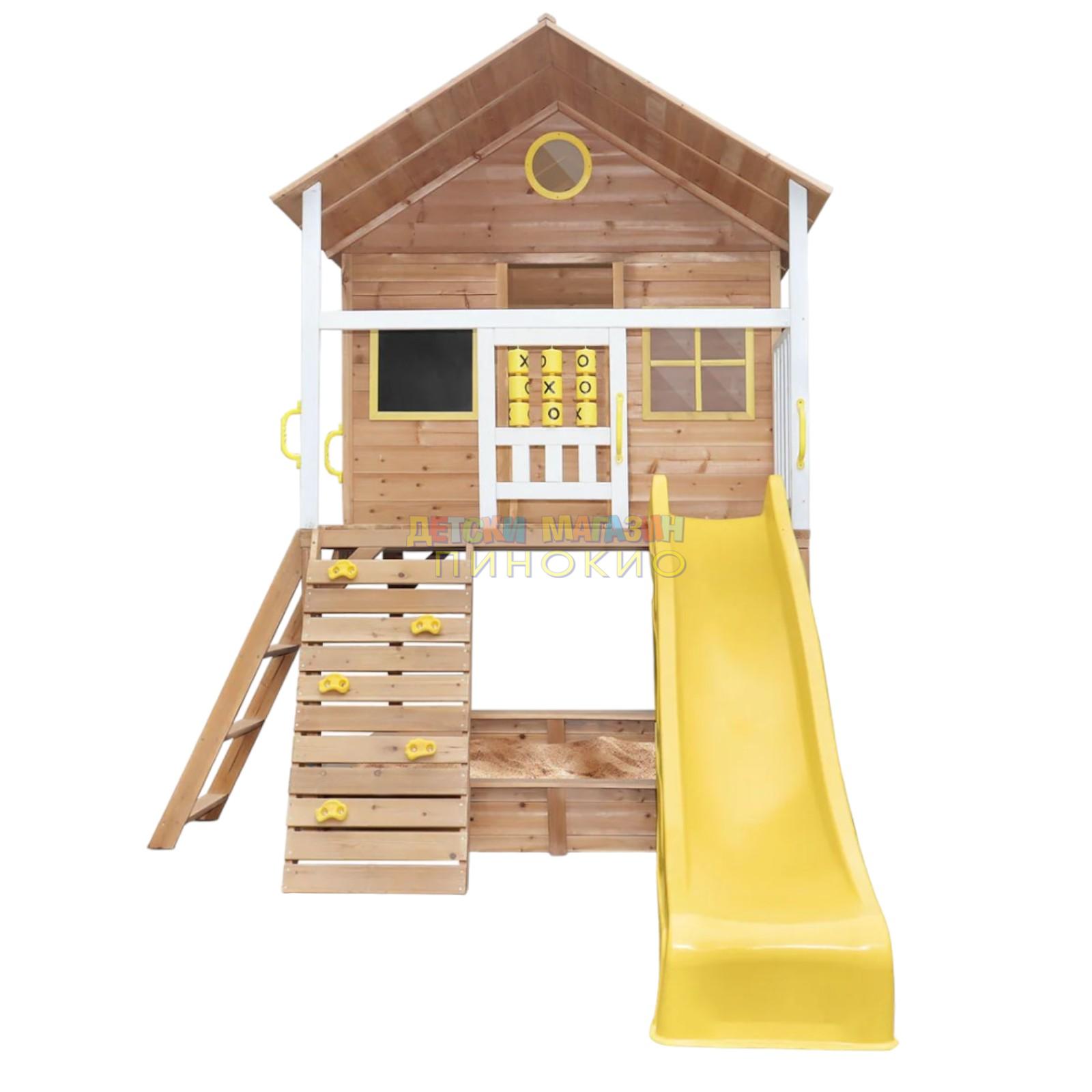 Дървена детска къща с пясъчник и пързалка 258х271.5х291 см. C225 GINGER HOME - Image 2