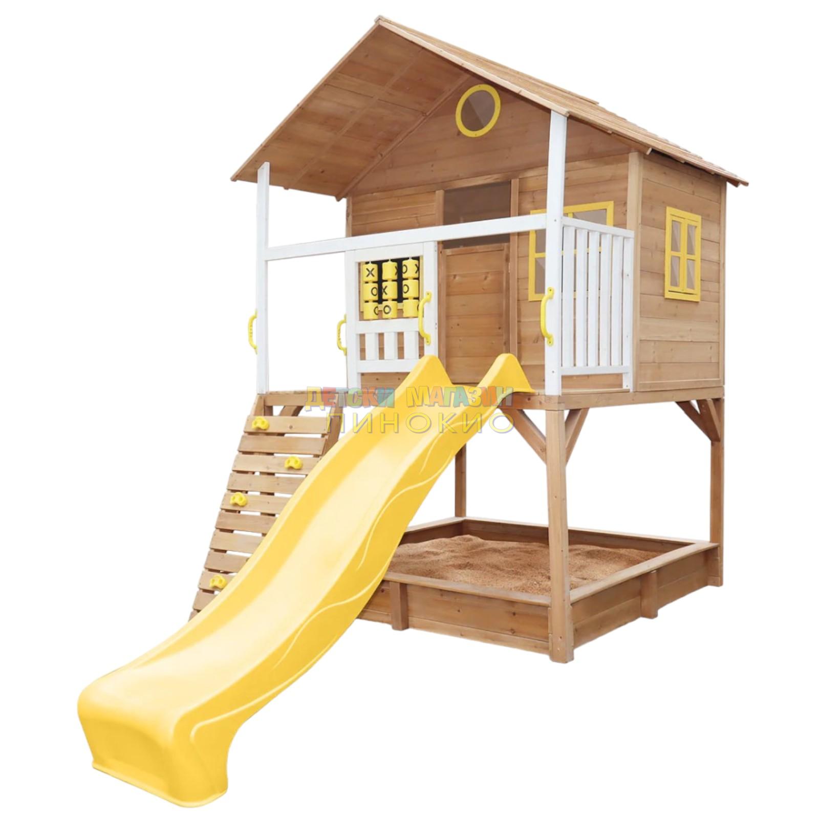 Дървена детска къща с пясъчник и пързалка 258х271.5х291 см. C225 GINGER HOME - Image 3