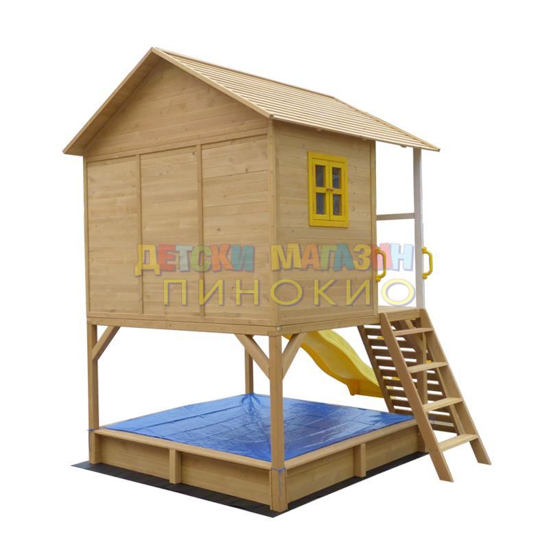 Дървена детска къща с пясъчник и пързалка 258х271.5х291 см. C225 GINGER HOME - Image 29