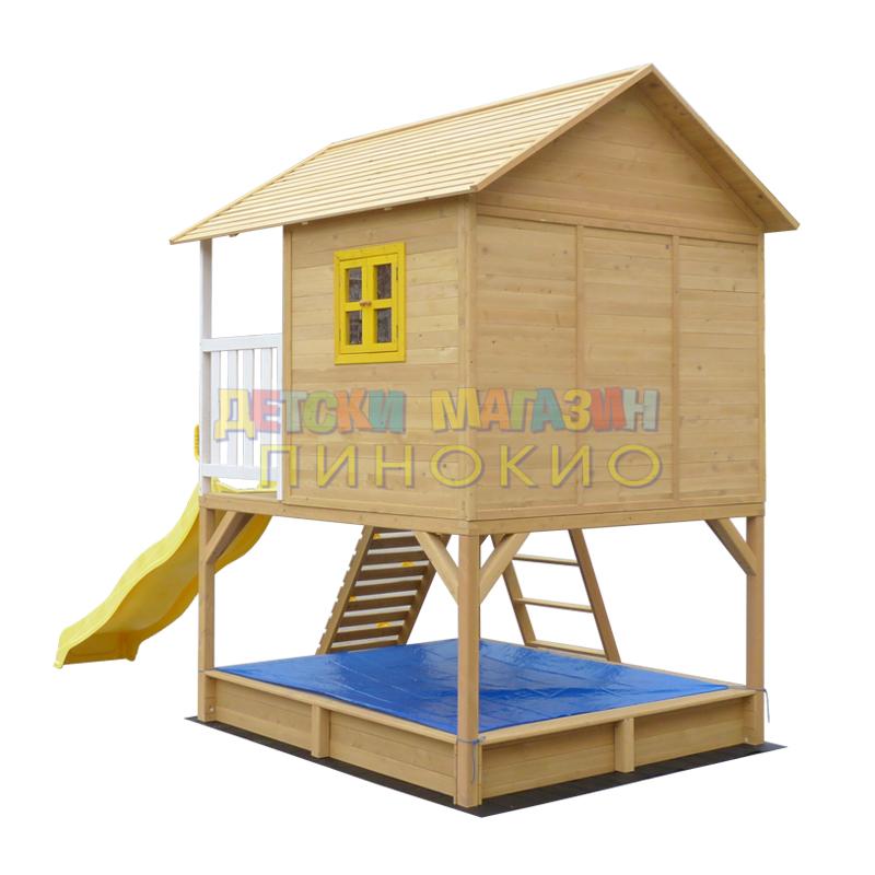 Дървена детска къща с пясъчник и пързалка 258х271.5х291 см. C225 GINGER HOME - Image 30