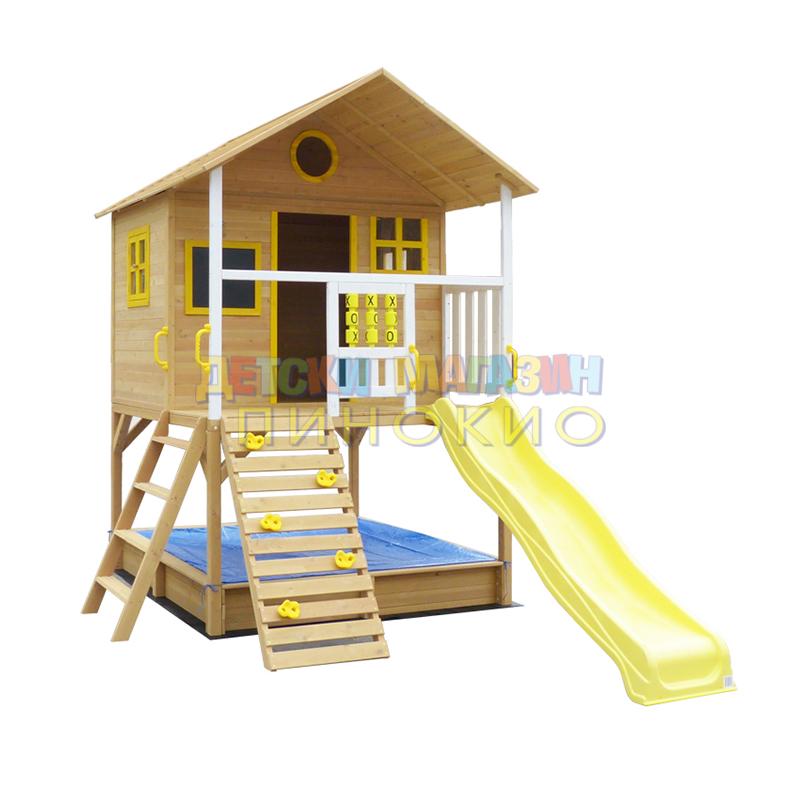 Дървена детска къща с пясъчник и пързалка 258х271.5х291 см. C225 GINGER HOME - Image 31