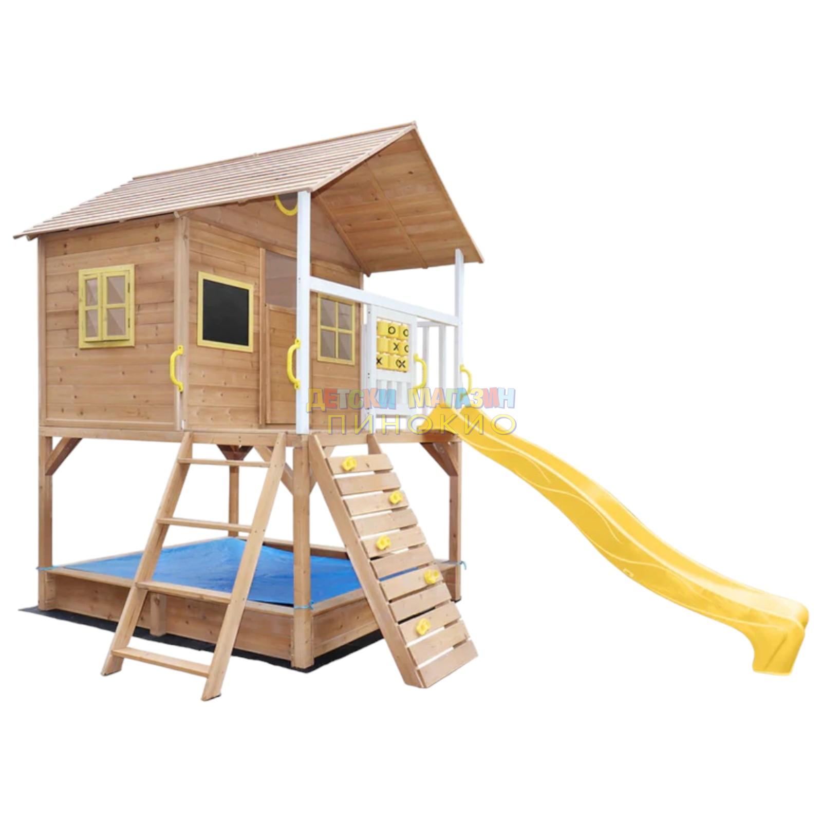 Дървена детска къща с пясъчник и пързалка 258х271.5х291 см. C225 GINGER HOME - Image 4