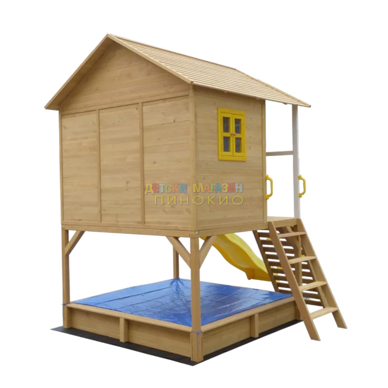 Дървена детска къща с пясъчник и пързалка 258х271.5х291 см. C225 GINGER HOME - Image 5