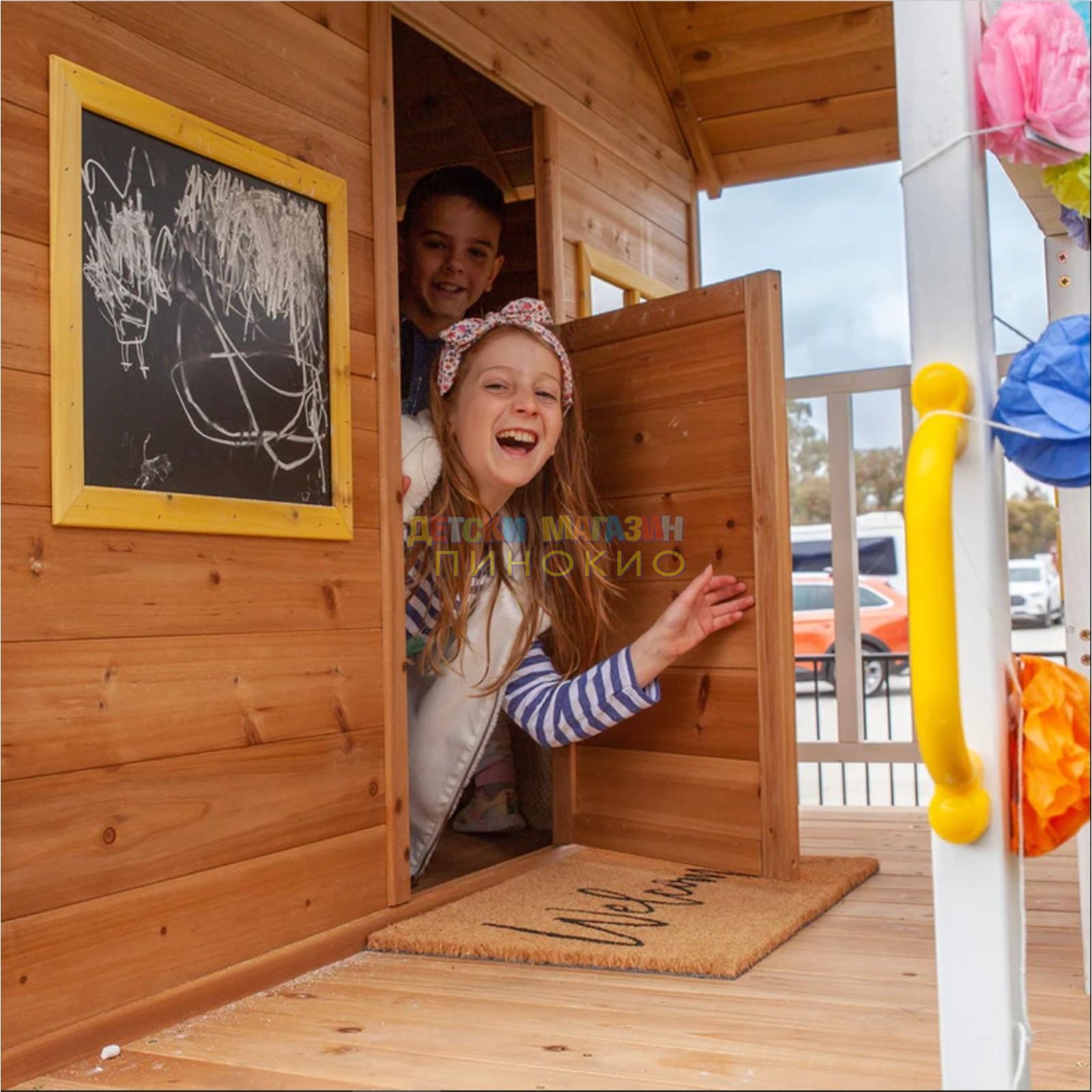Дървена детска къща с пясъчник и пързалка 258х271.5х291 см. C225 GINGER HOME - Image 10