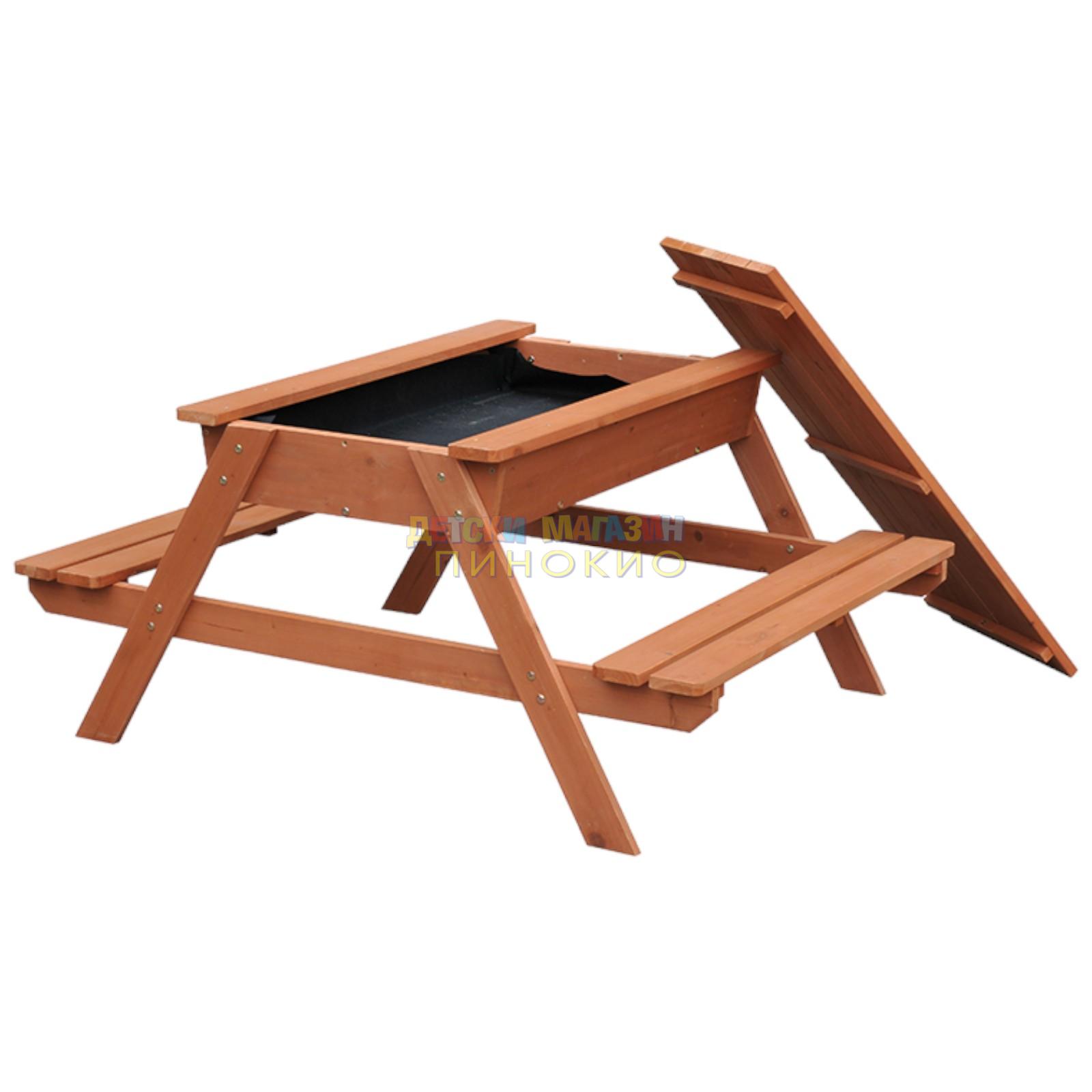 Дървена детска маса с пясъчник 96х103х56 см. C986 GINGER HOME - Image 2