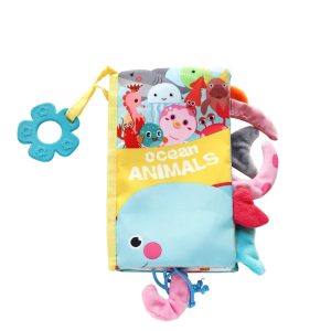 Образователна текстилна книжка с чесалка Ocean animals KIKKABOO