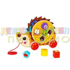 Дървен сортер таралеж за дърпане TKE011 Tooky Toy
