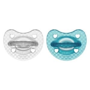 Силиконова залъгалка Soft Lux, 2 броя, сива/синя, 6-16м Chicco