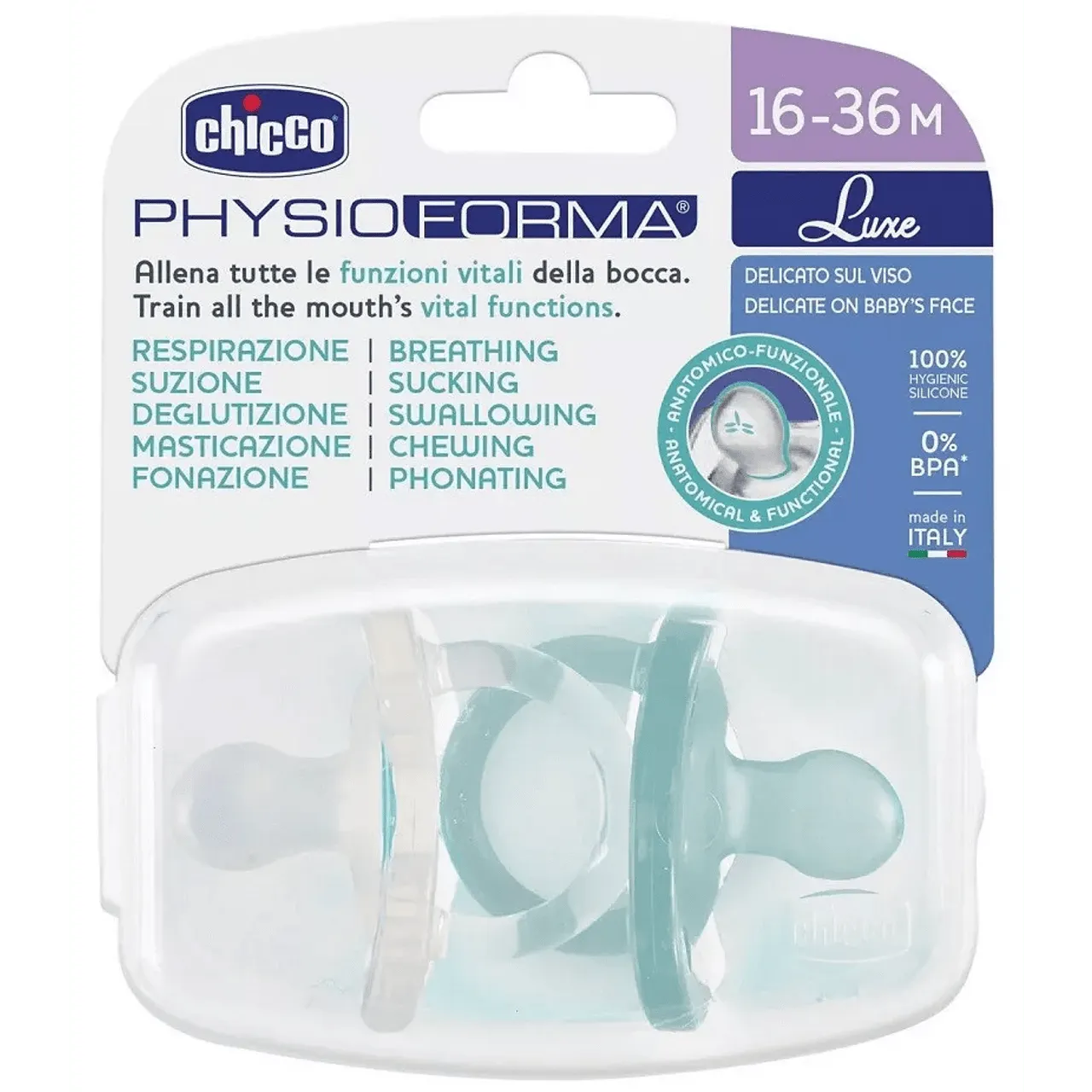 Силиконова залъгалка Soft Lux, 2 броя, сива/синя 16-36м Chicco - Image 3